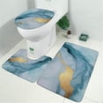 thumbnail image 2 of Blue Marble Gold Pattern Bathroom Rugs Sets 3 Piece,Toilet Cover Set,Absorbent Non Slip Bathroom Mats Sets with U-Shaped Contour Rug Toilet Rug Set, 2 of 5