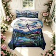 thumbnail image 2 of Erosebridal Retro Dragonfly Quilt Full,Bohemian Plants Full Bedspread Sets,Blue Purple,3-Piece,1 Coverlet and 2 Pillowcases, 2 of 7