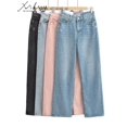 thumbnail image 5 of MiuKoMiYa-pantalones vaqueros de pierna ancha para mujer, femeninos de Vaqueros cintura alta, color gris, Estilo Vintage, rectos, a la moda, 2023, 5 of 5