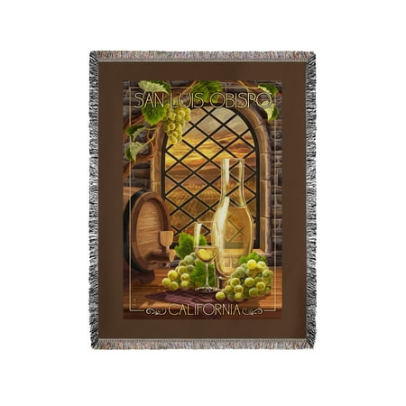 - San Luis Obispo, California - Chardonnay - Lantern Press Poster (60x80 Woven Chenille Yarn Blanket)