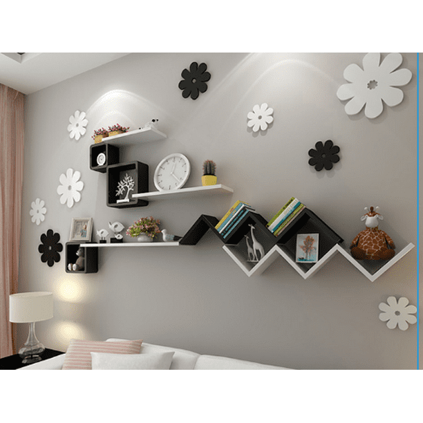 Ebtools Floating 1 Set W Shaped Modern Wooden Wall Mounted Shelves Dvd Book Storage Shelf Com - Floating Wall Mounted Shelves Ebtools Floating 1 Set W Shaped Modern Wooden Wall Mounted Shelves Dvd Book Storage Shelf Com - Floating Wall Mounted Shelves
