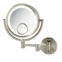 Jerdon 8.5 inch Round Wall Mount Lighted Mirror, 7X-1X Magnification w/15X Spot, Nickel Finish-Model HL8515N