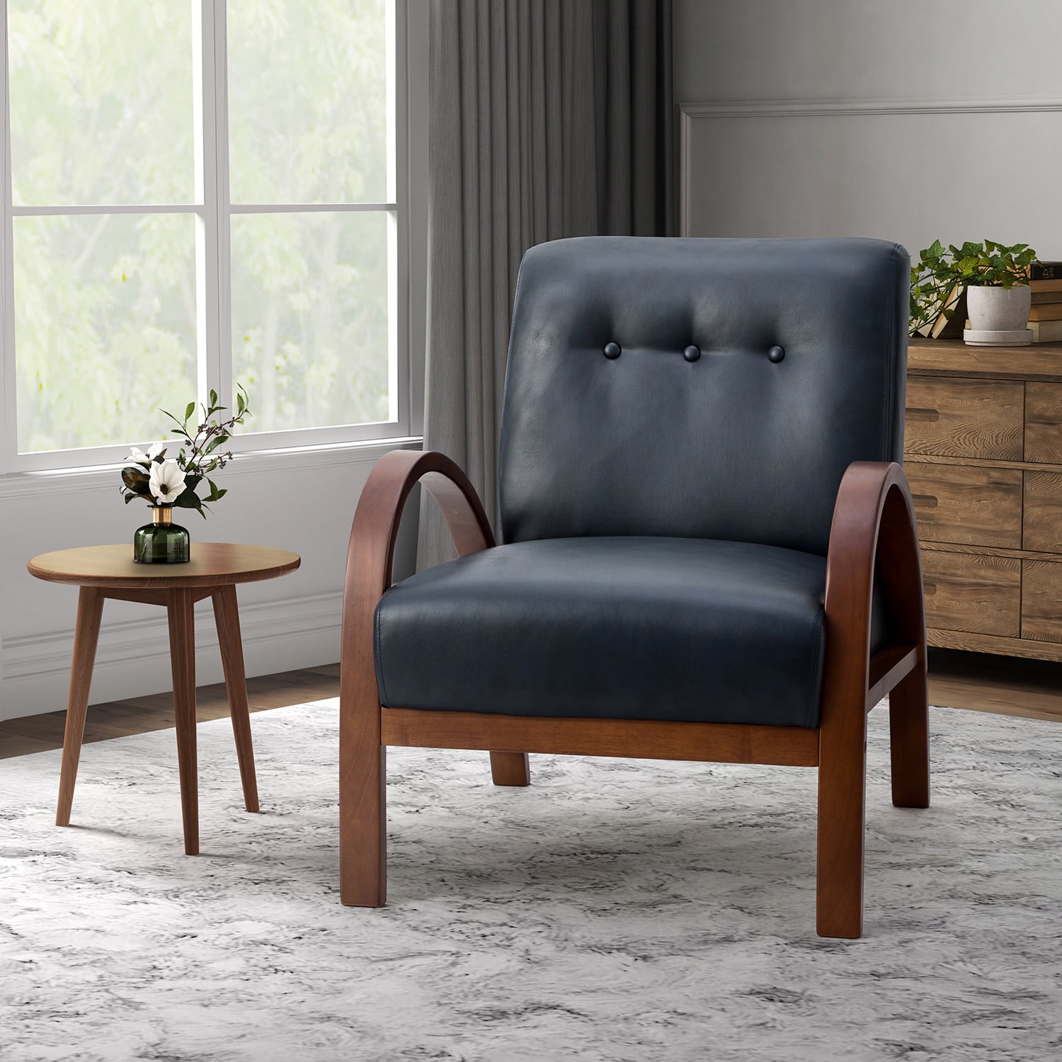 Chairs For Living Room Wayfair S Mid Century Modern Living Room Comfy Reading Armchair With Solid Wood Legs, Soft Seat, Line Fabric For Bedroom, Office Accent Chair