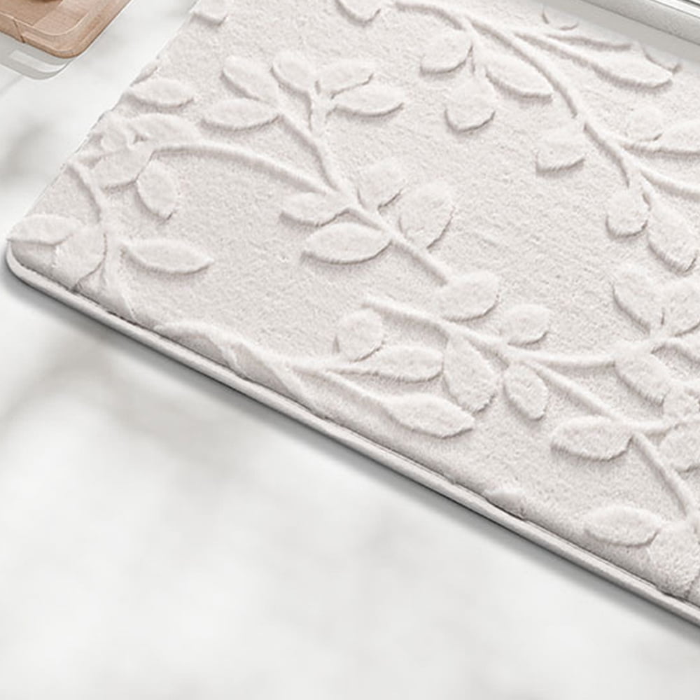 FUDAKUNA Soft Beige White Memory Foam Bathroom Rug 20"x32" Non-Slip Absorbent Plush Bath Mat Machine Washable