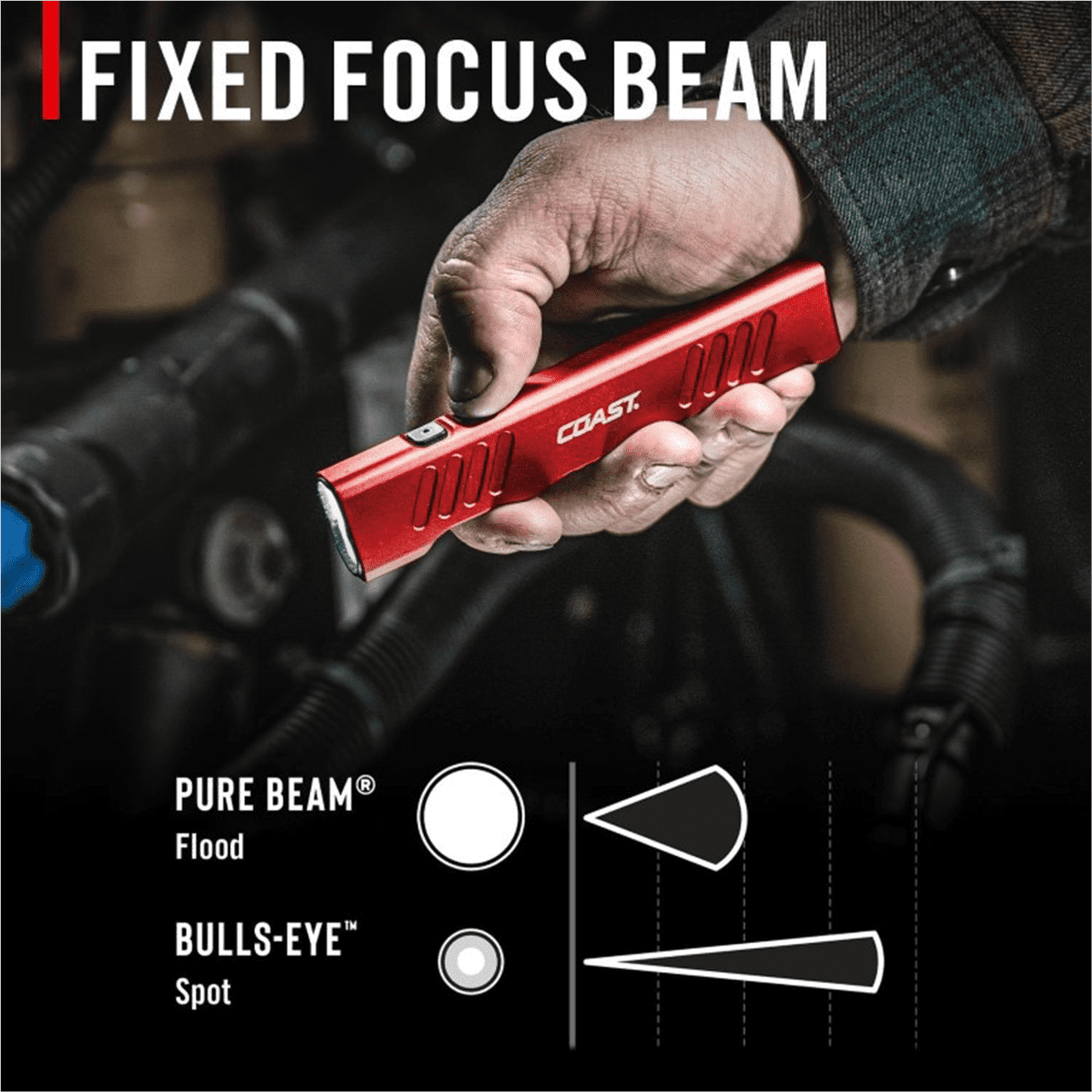 COAST 31103 Slayer Pro, 1150 Lumen Rechargeable Dual Optic Flashlight Red