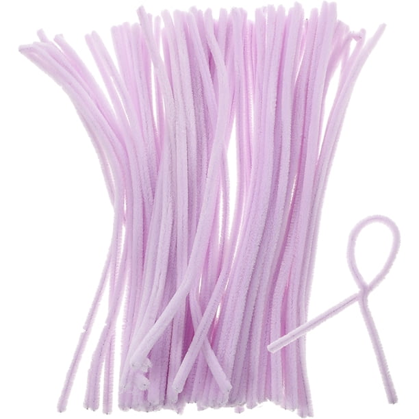 100 varillas de felpa para niños, varillas de felpa flexibles para niños, varillas de flocado para niños, para arte hecho a mano, bricolaje, educación temprana (morado claro)