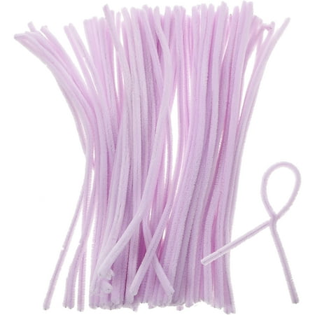 

100pcs Plush Rods Kids Plush Sticks Flexible Kid Flocking Sticks for Handmade Art DIY Early Education (Light Purple)