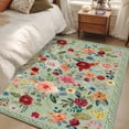 thumbnail image 4 of Sage Green Floral Runner Rug 2.7x5 FT, Non Slip Entryway Carpet, Spring Flowers Leaves Farmhouse Washable Soft Floor Carpet Entrance Mat Non-Shedding Throw Rug for Hallway Laundry Room Bedside, 4 of 9
