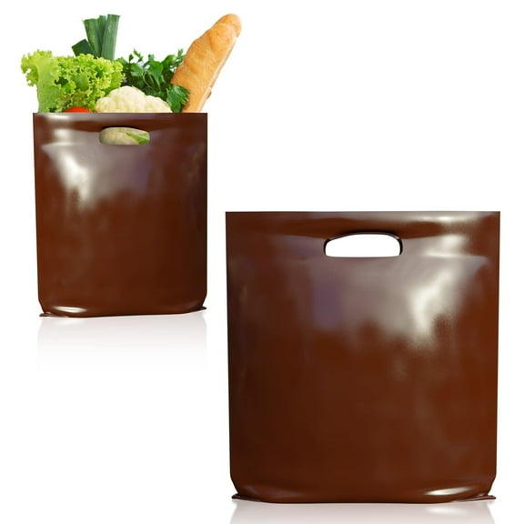 Brown Die-Cut Handle Shopping Bags, 25 Micron HDPE, 1000 Count, 15 x 15 in