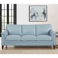 thumbnail image 2 of Hydeline Westcott Top Grain Leather Sofa 3-Seater Spa Blue with Tapered Legs Memory Foam and Springs Seating, 2 of 9