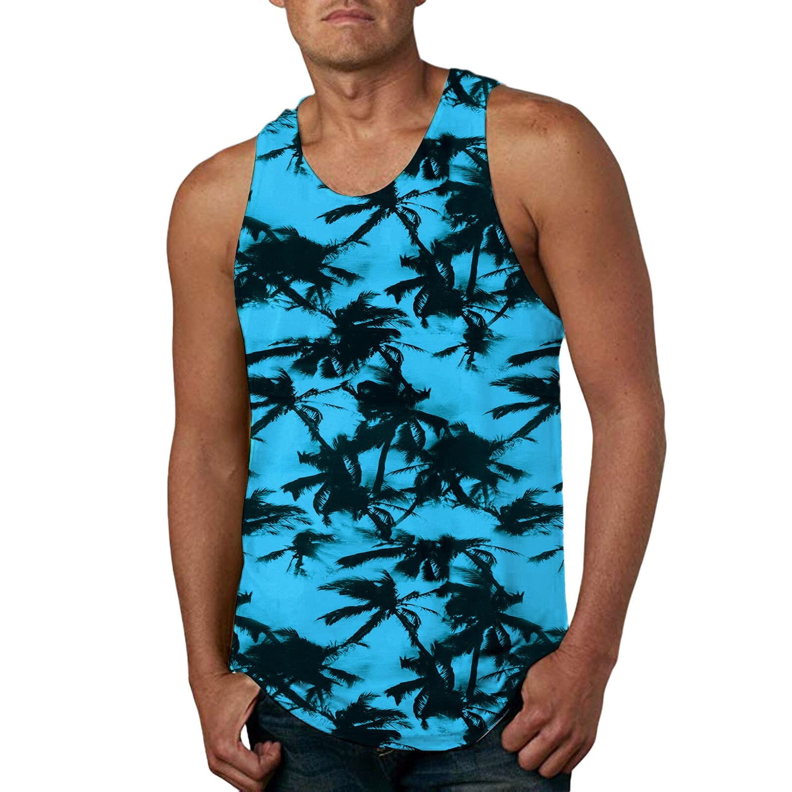 Men Summer Tie Dye Sleeveless T-Shirt Tank Vest Tee Casual Workout Gym Sport Top 