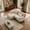 Light Coffee, variant on Cloud Couch Sectional Sofa, Chenille 2-Seater with 2 Lumbar & 2 Throw Pillows, Upholstered Wide Arm Sofa with Convertible Ottoman for Living Room, White