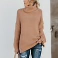 thumbnail image 4 of Sweater Women's Casual Solid Color Casual Thick Line Long Sleeve Turtleneck Sweater, 4 of 7