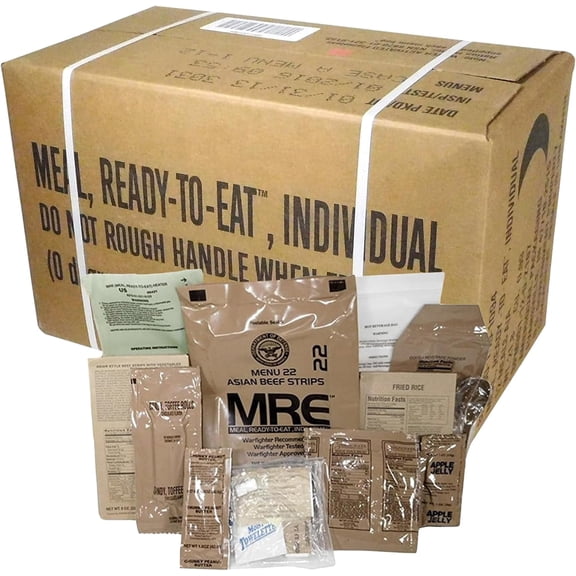 AMMO CAN MAN Meals Ready to Eat (12 Pack) w/Entree, Side Dishes, & More - MRE Packs for Emergency Survival, Camping, & More