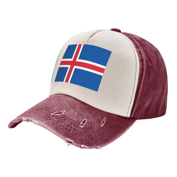 Men Women Iceland Flag Distressed Twill Cotton Baseball Cap Vintage Adjustable Dad Hat