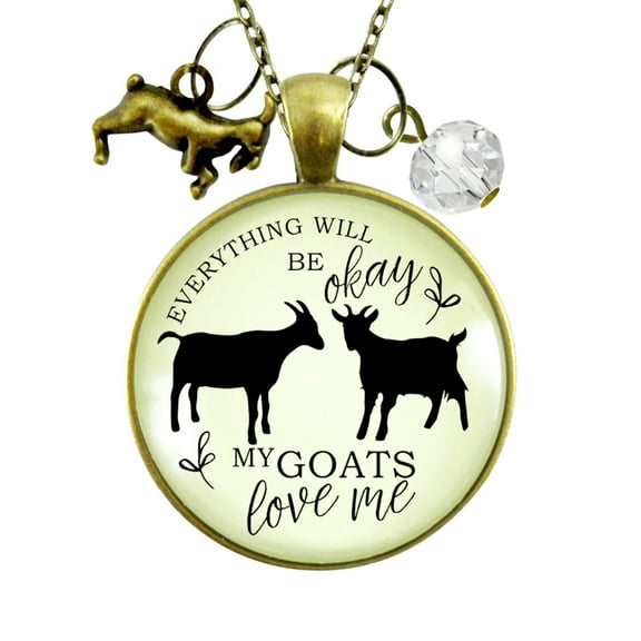 Goats Necklace Okay Goats Love Gutsy Goodness Adult Female Bronze Metal Jewelry