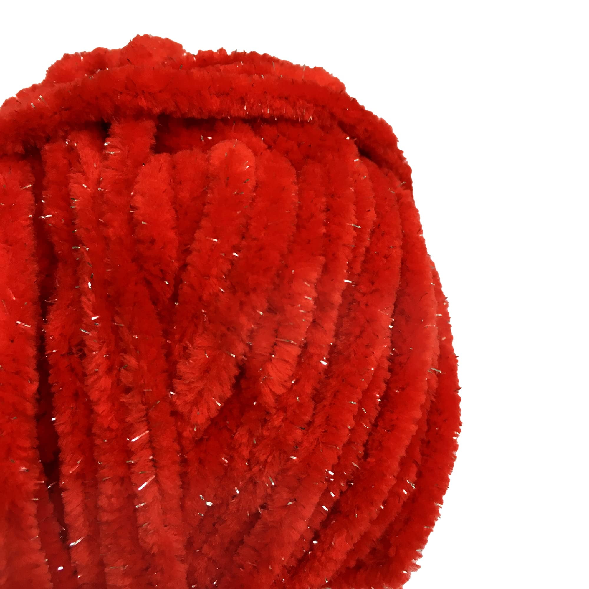 Troyarn Velvet Star, Silvery Glitter Chenille Baby Blanket Yarn Amigurumi Yarn for Crocheting and Knitting Super Bulky 100 gr (120 yds) Length: 110 m (10408 - Red, 1 Skein)