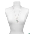 thumbnail image 3 of Delight Jewelry Silvertone Small 3-D Green Present with Bow Be Strong and Courageous Engraved Cross Zoey Necklace, 28", 3 of 4