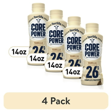 (4 pack) Core Power Protein Shake with 26g Protein by fairlife Milk, Vanilla, 14 fl oz
