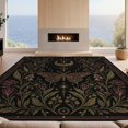thumbnail image 2 of Design&I 3'x5' Ultra Soft Throw Mat, Black Gold Celestial Garden and Moth Motif Design Elegant Floral Starry Night Fluffy Washable Easy Care Indoor rug for Bedside Hallway, 2 of 7