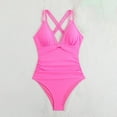 thumbnail image 4 of GYUJNB Womens One Piece Swimsuits Solid Color Beauty Back Swimsuit,M, 4 of 8