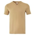 thumbnail image 1 of Camisetas Elvqul para Hombre Casual de Color Sólido Manga Corta Cao Cuello V Abotonada, 1 of 4