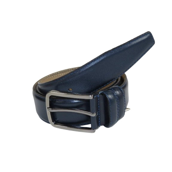 Men Navy Blue Genuine Leather Belt PIERO ROSSI Turkey Soft Full Grain #Navy-B