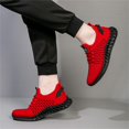thumbnail image 5 of QWKLEAJ Men’s Casual Shoes Slip On Athletic Sneakers, Breathable Hollow Knit Mesh Blade Non Slip Cushioned Running Trainers for Men Daily Walking Gym Outdoor Workout Footwear Red 10.5, 5 of 6