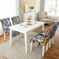 thumbnail image 2 of TSOVTHRID Monstera Palm Leaf Print Quilted Dining Chair Covers, Stretch Removable Chair Cushion Slipcovers with Elastic Band, Seat Covers for Dining Room, Kitchen, Set of 2, 2 of 7
