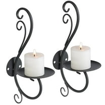 Sziqiqi Chrismas Decor Table Centerpieces Wall Candle Holder Black Iron Candle Sconces for Home Living Room Dinning Room Decor Set of 2