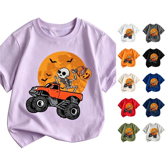 PMVFHDE Boys T Shirts Toddler Kids Halloween Shirt Boys Pumpkin Short Sleeve T Tee for Fall Winter Spring Summer Daily Wear