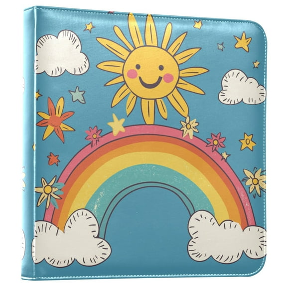 FORMRS 3 Ring Photo Album 4"x6" Self Adhesive Large Capacity PU Leather Cover, Rainbow with Stars