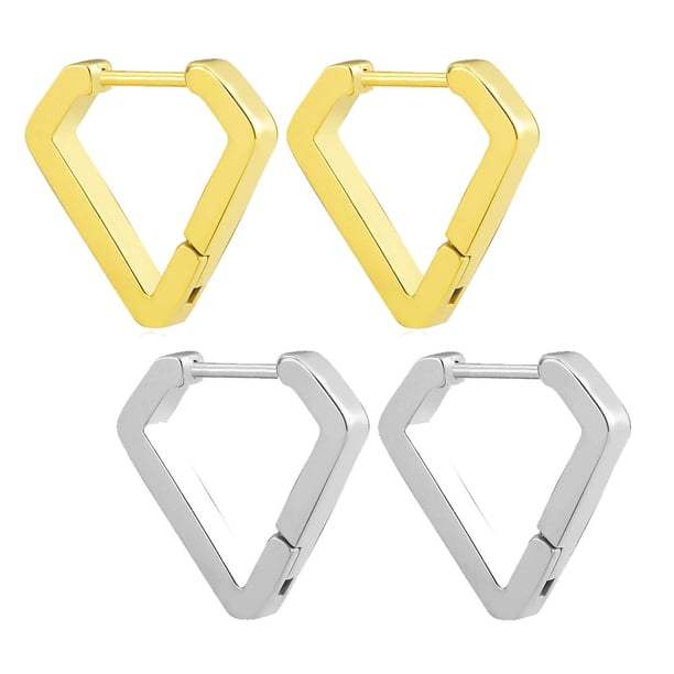 2 pares de aretes pequeños, aretes colgantes de aro para mujer, joyería de moda para mujer, formas variadas Adepaton BST3004610-3