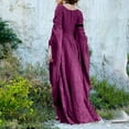 thumbnail image 4 of LINMOUA Women Fall Winter Gothic Retro Solid Long Sleeve Ball Gowns Maxi Dress, 4 of 6