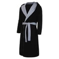 thumbnail image 3 of Fangasis Men's Wrap Robe Long Sleeve Dressing Gown Hoodie Bath Robes Mens Full Length Towelling Thermal Sleeping Pajamas Black Gray S, 3 of 8
