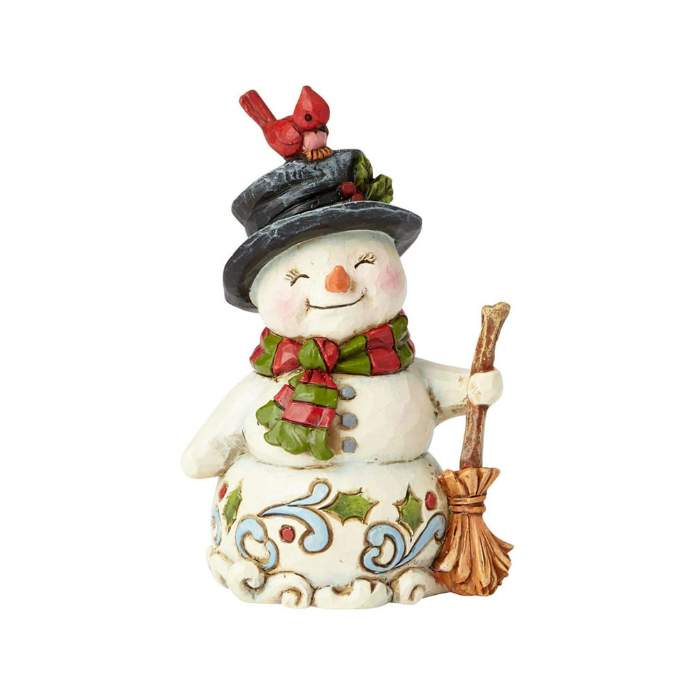 Jim Shore 6001496 Mini Snowman with Broom 2018 Cardinal - Walmart.com ...
