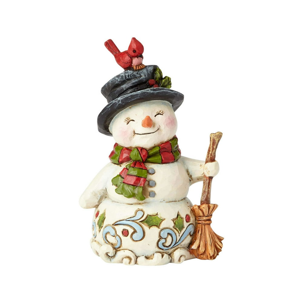 Jim Shore 6001496 Mini Snowman with Broom 2018 Cardinal - Walmart.com ...