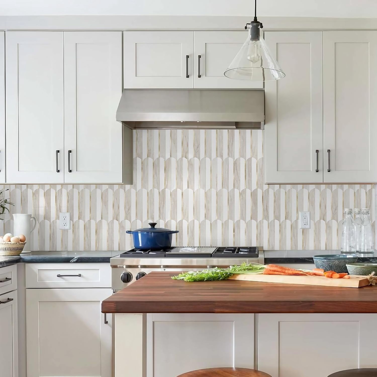 Peel and Stick Backsplash Seamless Tile for Kitchen and Bathroom,White and Glossy Wooden Marble PVC Mixed Light Gold Self Adhesive Fish Scale Metal Mosaic Tiles (10 Sheets)