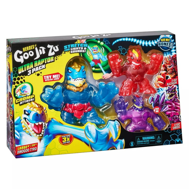 Heroes of Goo Jit Zu Stretchy Dinosaur Toys, Ultra Raptor 3 Pack