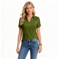 thumbnail image 5 of Dresfit Womens Polo Shirts V Neck Collared Dressy Tops 2026 Summer Short Sleeve Breathable Golf Shirt Quick Dry Elastic Upf 50+ Dressy Basic Tees Army Green S, 5 of 5