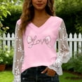 thumbnail image 5 of 2026 Valentines Tops for Women Elegant V-Neck Lace Insert Blouse Long Sleeve Floral Valentines Print Outfits Delicate Romance Clothing Cute Shirts, 5 of 6