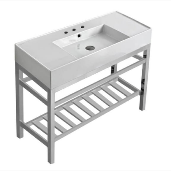 Nameeks Scarabeo 5124-Con2-Three Hole Teorema 2 40" Rectangular Ceramic Console Bathroom