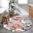 thumbnail image 3 of Round Rugs 4Ft, Pink Purple Hydrangea Round Area Rug Washable Indoor Throw Carpet, Spring Pastoral Flowers Soft Non Slip Circle Rug for Kitchen Nursery Room Home Decor Aesthetic, 3 of 8