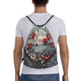 thumbnail image 2 of Drawstring Backpack - Stained Glass Red Flower Splash Proof Small Drawstring Gym Bag for Women Men, Cinch Sports String Bag Backpack for Travel Swimming Beach, 2 of 8