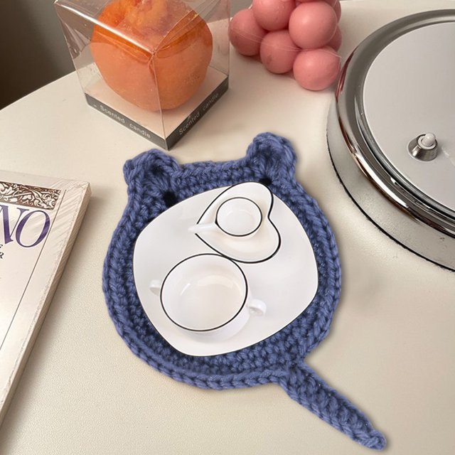 YAOMOBB Mugs Coaster Cartoon Coaster Crochet Cartoon Heat resistant Non slip Table Protection Handmade Decoration