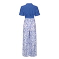 thumbnail image 3 of HBGVBA Women Summer 2 Piece Set Short Sleeve Cropped Tops High Waist Floral Print Wide Leg Pant Set with Pockets, 3 of 5
