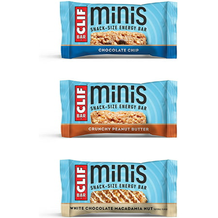 CLIF BARS - Mini Energy Bar Variety Pack - Chocolate Chip Crunchy Peanut Butter White Chocolate Macadamia Nut Flavor - Made with Organic Oats - Plat Based Food (0.99 Oz Snack Bar 30 Count)