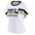 thumbnail image 2 of Women's WEAR by Erin Andrews White New Orleans Saints Cropped Center Stripe Dolman T-Shirt, 2 of 6