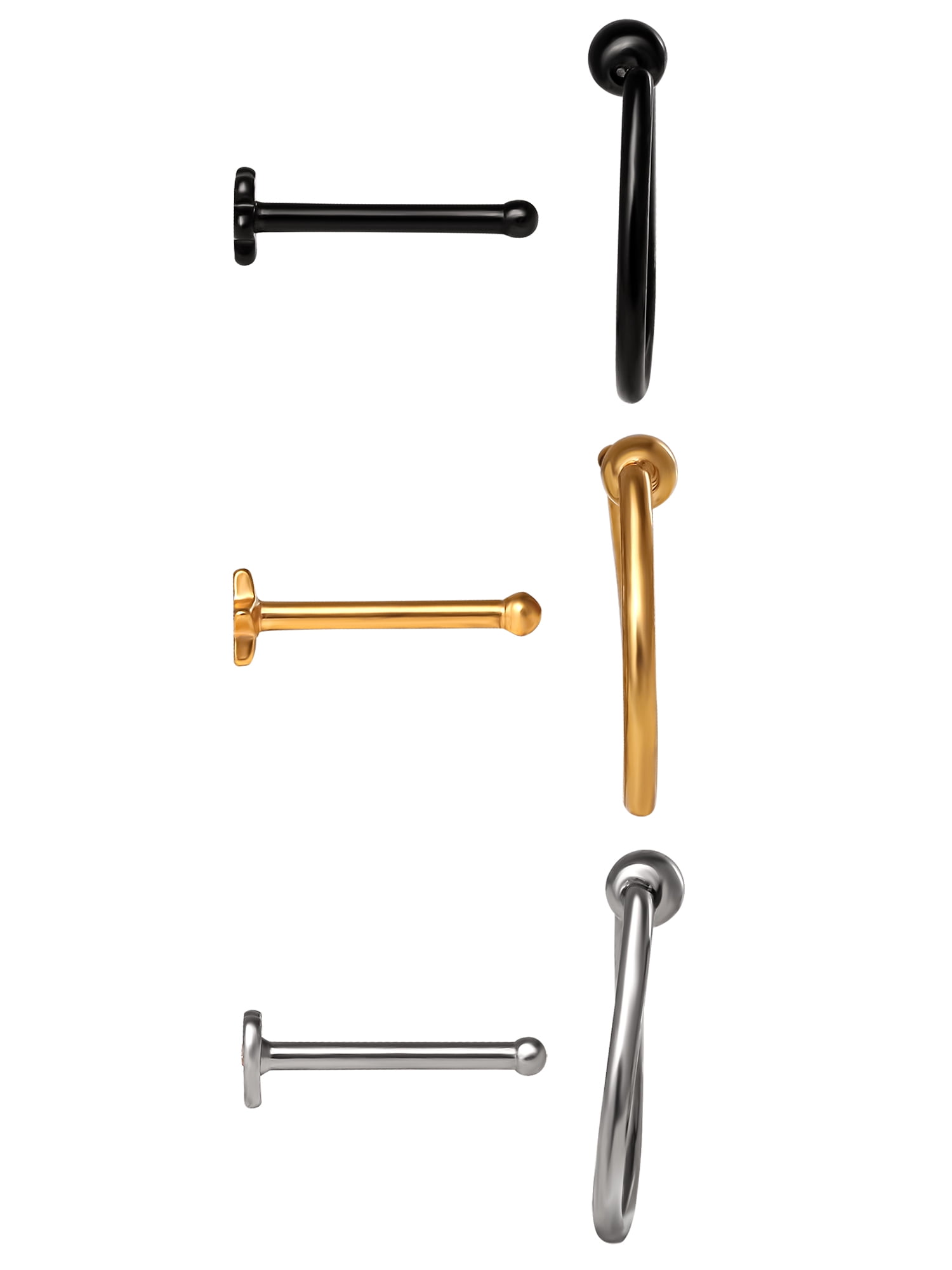 Body Jewelry Women's Stainless Steel 316L 20G Nose and Hoop Set, 6 Pack