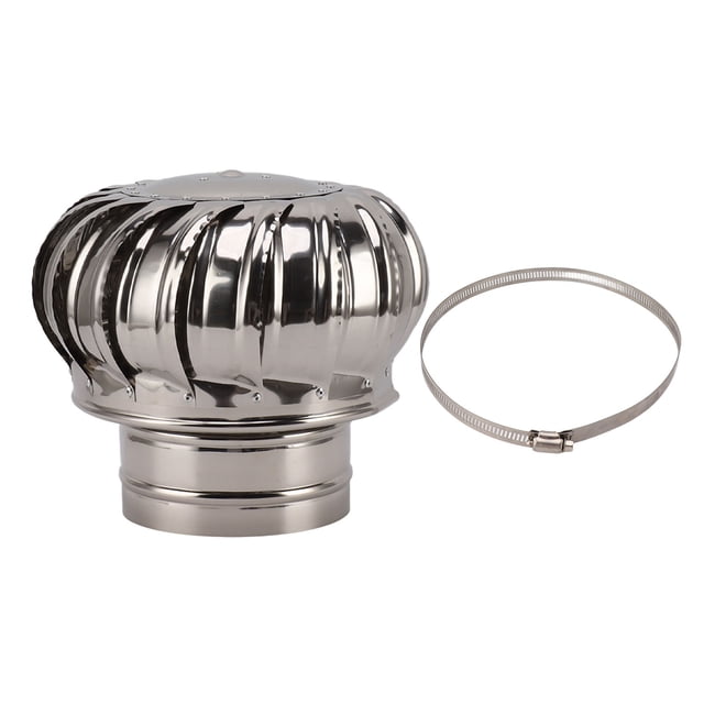 Tapa de ventilación giratoria para chimenea de acero inoxidable, antitiro descendente, con abrazadera, engrosada, tipo 150